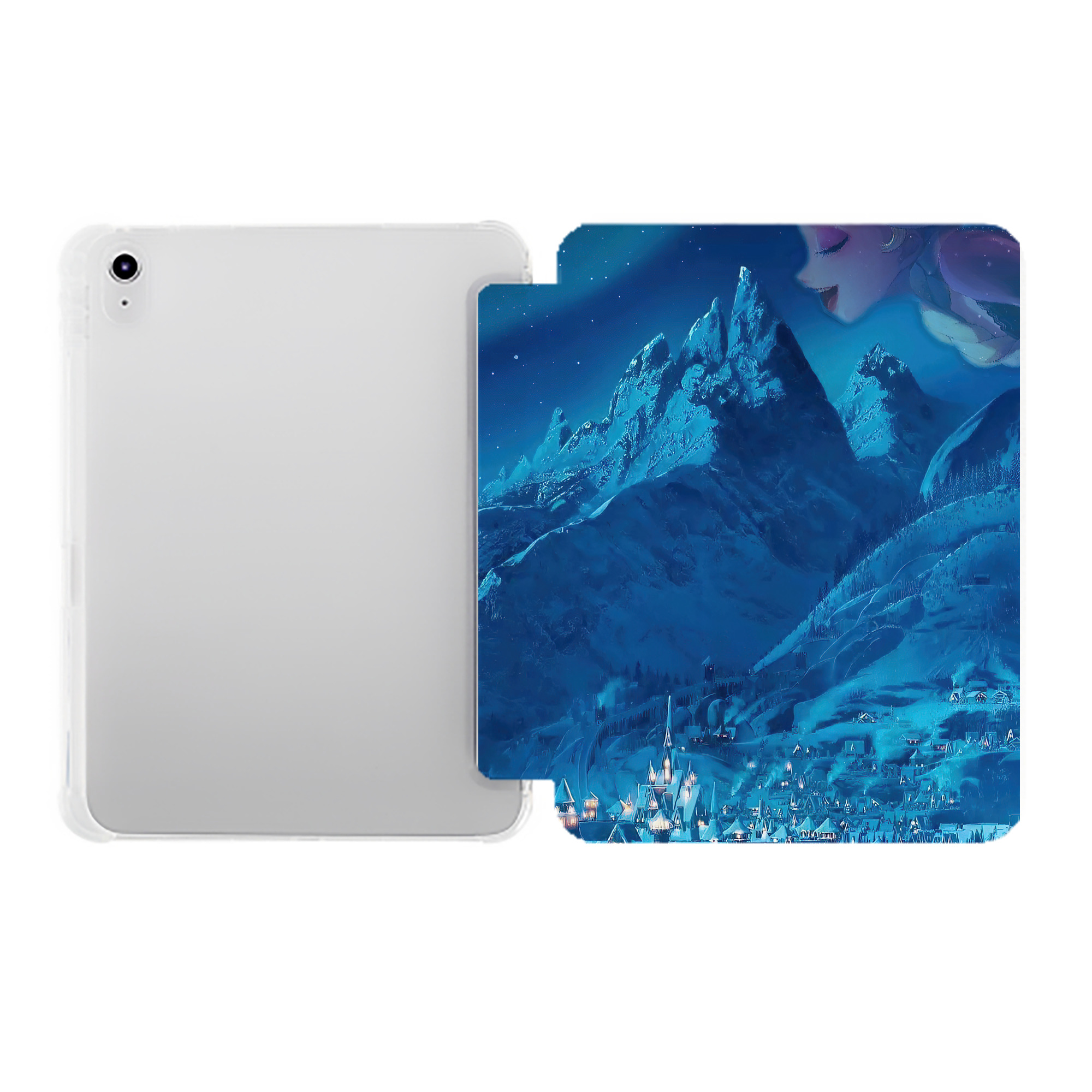 （画像用） アナと雪の女王 アンナ エルサ Frozen Anna Elsa IPad ケース ペン収納付き 三つ折りスタンド PUレザー×シリコン 対応機種9.5/10.5/10.9インチ